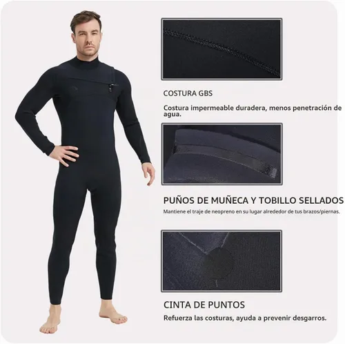Vista 3 de Lemorecn Traje de neopreno súper elástico con cremallera en el pecho de 4/3