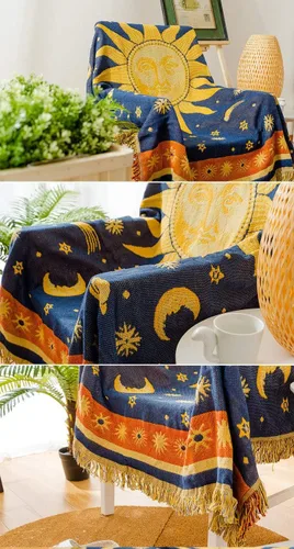 Vista 5 de Manta de 50 x 70 pulgadas de algodón con borlas decorativas