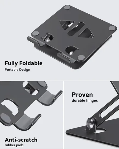 Vista 3 de Aoviho - Soporte para tableta portátil para escritorio, soporte de escritorio ajustable para tableta, soporte de aluminio plegable para iPad Pro