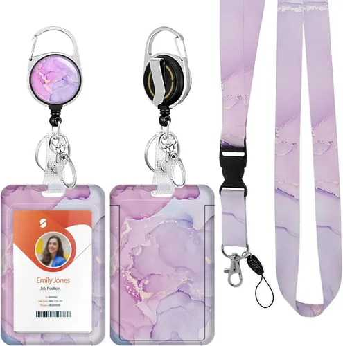 Vista 26 de Soporte para tarjetas de identificación con cordón, soporte retráctil para tarjetas de identificación, correa desmontable para el cuello con carrete