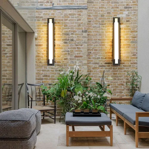 Vista 2 de Aplique de pared LED para exteriores, lámpara de pared de tira lineal, decoración exterior e interior, accesorios de iluminación de pared para 3000k