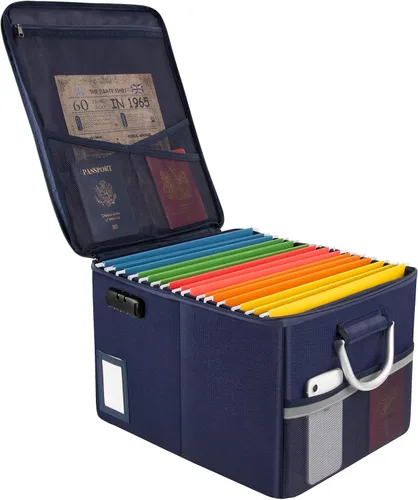 Vista 14 de TOMKID Archivador ignífugo con cerradura, organizador de documentos ignífugo, caja de archivos plegable, archivador con asa para certificaciones