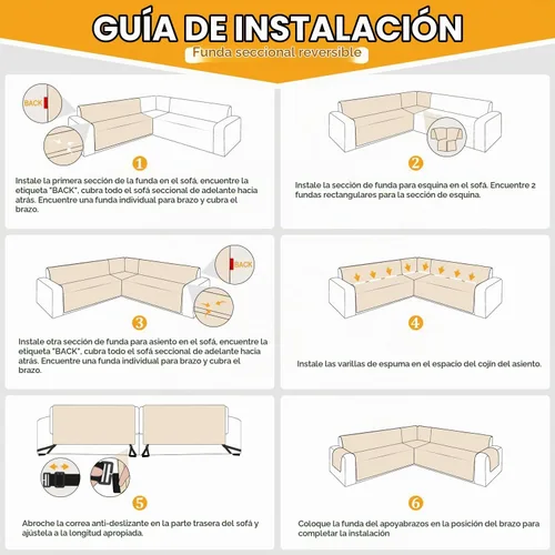 Vista 8 de ALIECOM - Fundas para sofás modulares en esquina en forma de L, fundas reversibles lavables para sofás en forma de U, funda elástica universal