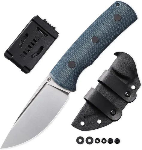 Vista 8 de Petrified fish PFP01F Beluga Cuchillo de hoja fija, hoja de satén N690 de 3.62 pulgadas, cuchillo de hoja fija G10/Micarta de 5.85 onzas para Negro