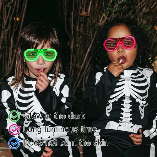 Vista 7 de 5 lentes LED que brillan en la oscuridad para adultos y niños, 5 colores que brillan en la oscuridad, accesorios de neón para suministros de fiesta