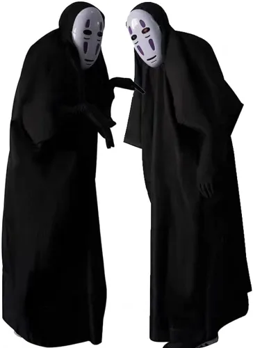 Vista 3 de No Face Man Kaonashi - Disfraz de cosplay de Halloween con máscara+ropa + guantes