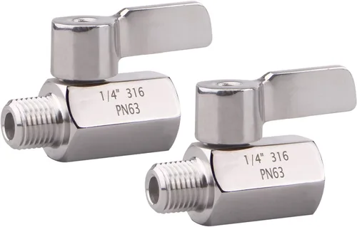 Vista 17 de DERNORD - Miniválvula de bola de 1 pulgada en acero inoxidable NPT hembra x macho con rosca SUS304