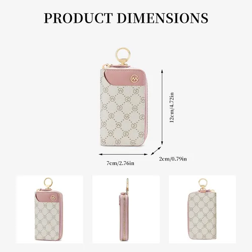 Vista 4 de GOLF SUPAGS Llavero de cuero PVC para mujer, portatarjetas, cartera con 6 ganchos, cierre a presión, llaves, organizador de dinero