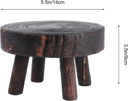 Vista 2 de VILLCASE Soporte de exhibición de taburete de madera, taburete de madera, soporte para plantas de patio, maceta, estante decorativo para taburete