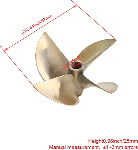 Vista 4 de Mxfans 4 hojas Dia 2.638 in P1.7 RC barco aleación de aluminio hélice con 1/4" eje