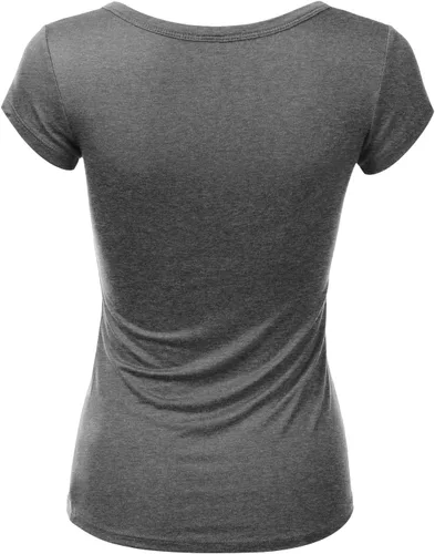 Vista 3 de LALABEE Camiseta básica Henley de manga corta con cuello en V profundo para mujer