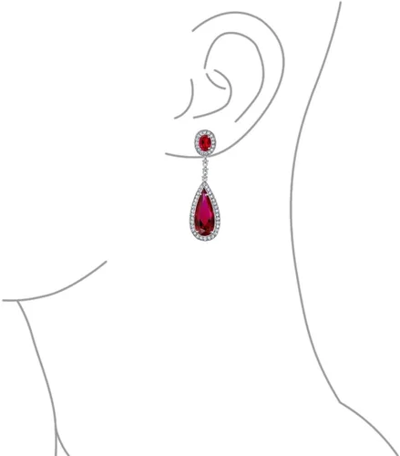 Vista 3 de Clásico Estate Jewelry Nupcial Art Deco Estilo Halo Lineal Largo CZ Declaración Colgantes de Lágrima Pendientes de araña para Mujeres Graduación