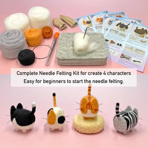 Vista 6 de Truslin Kit de fieltro de aguja, manualidades para mujeres adultas, kit de pasatiempos con suministros de fieltro, agujas de fieltro, lana