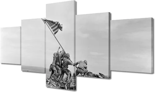 Vista 9 de Arte de pared para sala de estar, imágenes de la bandera estadounidense, impresión en lienzo, arte de pared militar de Estados Unidos de la Segunda