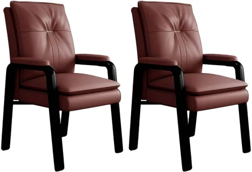 Vista 11 de PU Leather Conference Chair with Fixed Arms High-Back Ergonomic Mahjong Chair Chess Card Room Backrest Computer Chair Long-Term Sitting Mahjong