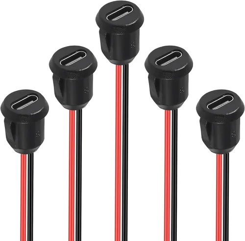 Vista 6 de 5PCS Tipo-C Chasis Hembra Tipo-C Conector de enchufe hembra Jack Impermeable Puerto de carga hembra 3A USB-C Cargador Enchufe Enchufe