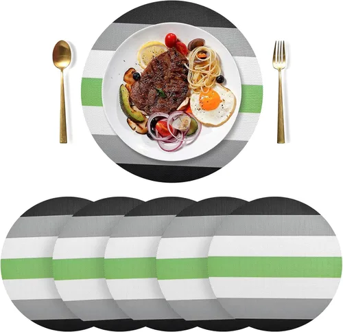 Vista 22 de Agender Pride Flag Round Placemats 15 Inch Seasonal Table Mats Decorative Table Mats for Home Kitchen Holiday Decoration