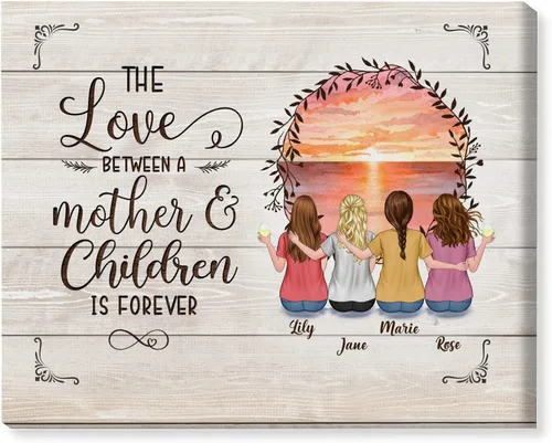 Vista 20 de Gossby Lienzo personalizado envuelto para mamá – El amor entre madre e hija es para siempre – Regalo personalizado con nombres de avatares – Regalo
