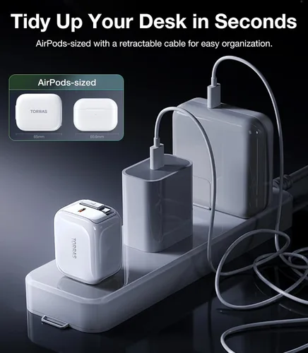 Vista 8 de TORRAS Banco de energía minimag de 10,000 mAh y bloque de cargador USB C de doble puerto