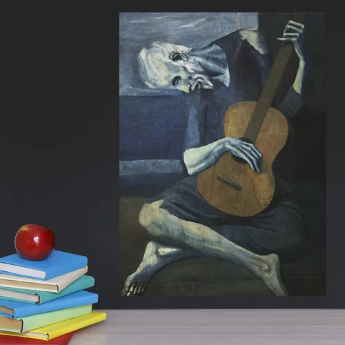 Vista 6 de Paquete de 3 – Vitruvian Man por Leonardo Da Vinci + The Old Guitarist por Pablo Picasso + póster de esqueleto de Van Gogh – impresiones artísticas