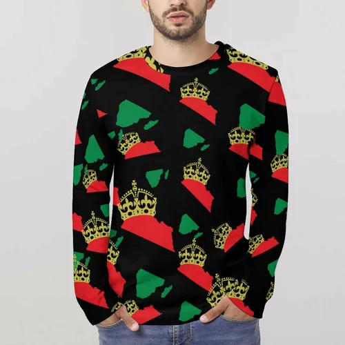 Vista 4 de African American Pride Men's T-Shirt Long Sleeve Tees Pullover Graphic Tops Hooded Sweatshirt