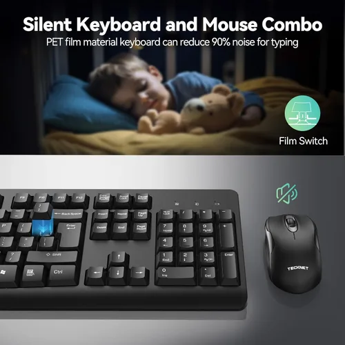 Vista 9 de TECKNET Combo de teclado y mouse inalámbricos para computadora portátil