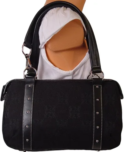 Vista 6 de Tempo by Leonello Borghi Toscana Logo Hobo Bag con ribete de cuero (negro), Negro