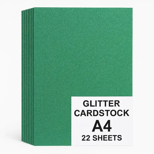 Vista 2 de Cartulina verde con purpurina, papel brillante de tamaño A4, papel con purpurina para Cricut, Gradustion, DIF, manualidades, construcción