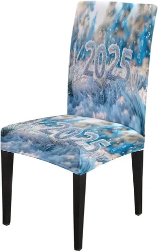 Vista 233 de CAPSCEOLL Christmas Dining Chair Covers,Snowflakes Festive Winter Pattern Stretch Chair Covers for Dining Room Set of 2 Washable Spandex Parson