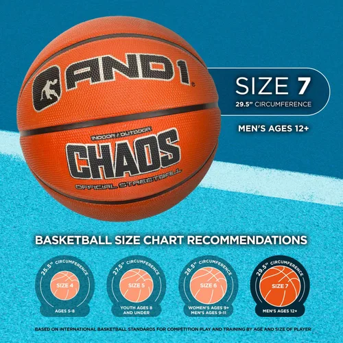 Vista 6 de AND1 Street Ink Rubber Basketball: Official Regulation Size 7 (29.5 inches) Rubber Basketball - Deep Channel Construction Streetball, Made for