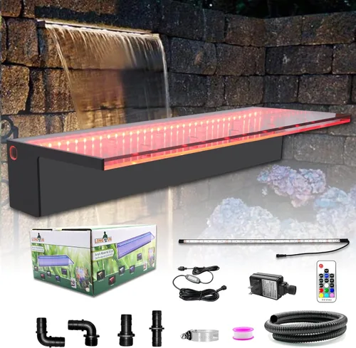 Vista 28 de Longrun Caja de cascada de estanque con kit de bomba, derrame de estanque de acero inoxidable 304 con bomba de 396 GPH 1500L/H para estanques, tira