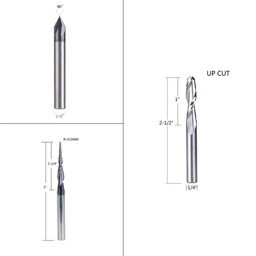 Vista 3 de SpeTool Juego de Brocas de Router CNC para Talla de Perfil en V con Ranura de Gravación de Carburo Sólido de 1/4 Pulgada de Vástago