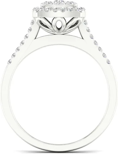 Vista 3 de Juego de novia de plata de ley S925 con halo de diamante TDW de 12 quilates (I-J, I2)