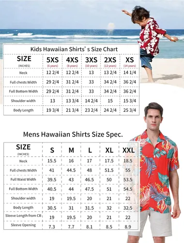 Vista 5 de Damipow Hawaiian Shirts for Men Short Sleeve Aloha Beach Shirt Floral Summer Casual Button Down Shirts