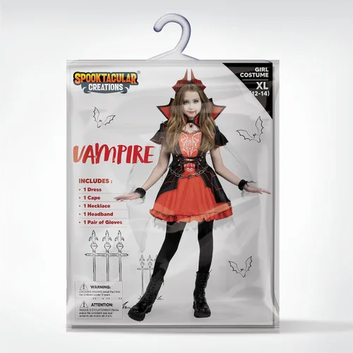 Vista 5 de Spooktacular Creations Disfraz de vampiro para niñas, disfraz de vampiro rojo oscuro para niñas, disfraz de Halloween
