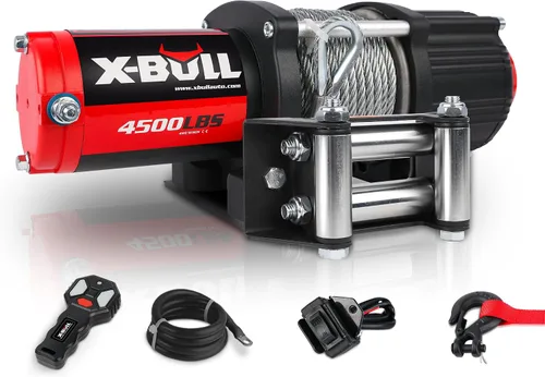 Vista 8 de X-BULL Cabrestante eléctrico de alambre de acero de 12 V 3000 libras para remolcar ATV/UTV todoterreno con soporte de montaje remoto inalámbrico