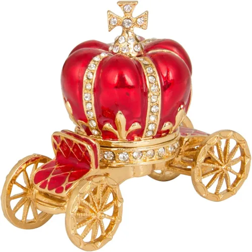 Vista 15 de QIFU Caja de joyería con forma de carruaje de calabaza esmaltado pintado a mano con bisagras - Regalo único para la familia Carro 1 Púrpura