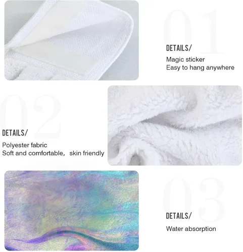 Vista 5 de Kigai Toallas colgantes de flores iridiscentes,Toallas de cocina colgantes con cinta mágica,Súper absorbentes,Toallas de lazo colgantes de algodón