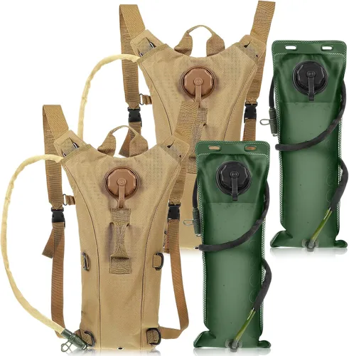Vista 9 de Sanwuta Mochila de hidratación de 2 piezas con vejiga de agua de 3 litros, táctica ligera, 17.72 x 7.87 pulgadas, mochila de hidratación