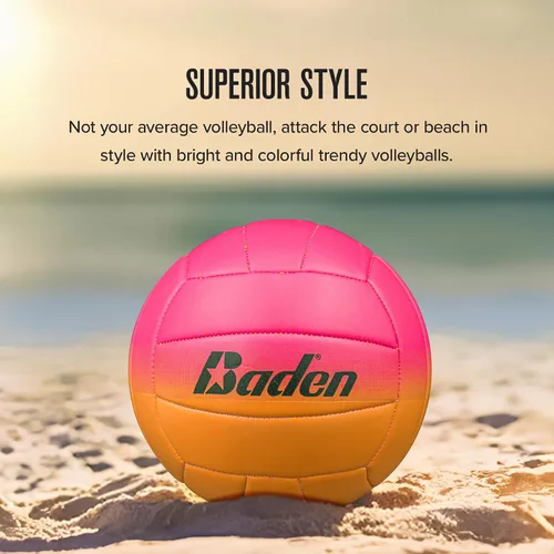 Vista 4 de Baden Fun Design Official Size & Weight Indoor & Outdoor Volleyball Bright & Beachy! Soft Touch Synthetic Leather, Durable Stitching All Ages