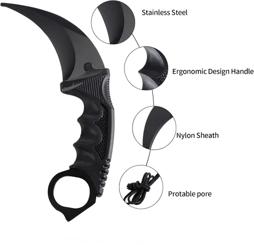 Vista 6 de Karambit - Cuchillo de entrenamiento sin filo Karambit con funda para principiantes, herramienta de entrenamiento 100% segura