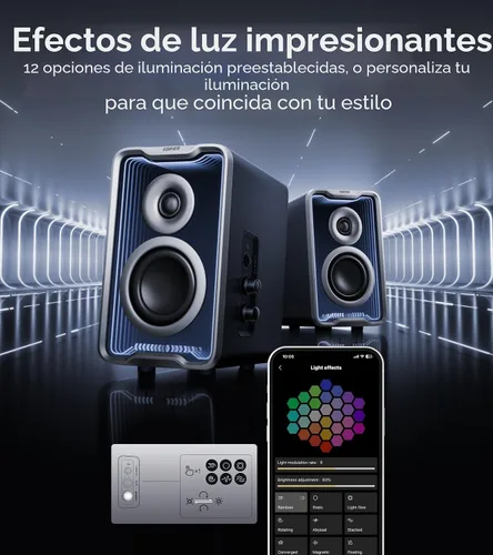 Vista 6 de Edifier QR30 2.0 Altavoz activo de escritorio, altavoces compactos Bluetooth V5.4 para computadora, altavoz inalámbrico de estantería, 30W (RMS)
