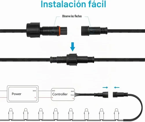 Vista 6 de ALITOVE Conectores Eléctricos Impermeables de 3 Pines Xconnect Pigtail 18AWG 6 pulgadas/15cm Cable de Extensión Compatible con ASIN B0923SDR5T