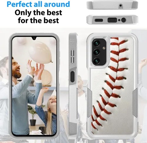 Vista 5 de Funda para Samsung Galaxy A14 5G, deportes de béisbol patrón blanco absorción de golpes PC duro e interior de silicona híbrida doble capa Armor