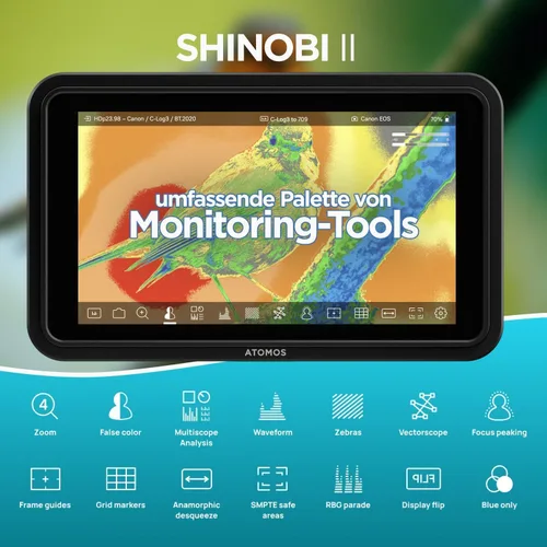 Vista 5 de Atomos Monitor Shinobi II HDMI 4K con pantalla táctil HDR, duración de la batería durante todo el día y diseño ligero (negro)