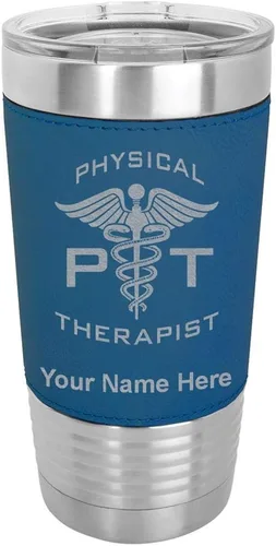 Vista 15 de LaserGram Taza aislada al vacío de 20 onzas, fisioterapeuta PT, grabado personalizado incluido (piel sintética, estilo béisbol)