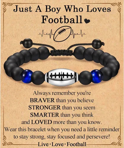 Vista 8 de EFVISD Pulsera de fútbol, baloncesto, béisbol, hockey para regalos para niños jugadores amantes de equipos, hijo, nieto, hermano, sobrino, amigo