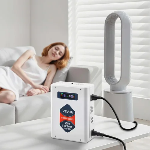 Vista 8 de VEVOR Convertidor de Voltaje Reductor, 2000VA, Convertidor de Energía de Voltaje de Servicio Pesado, Transformador de Energía de 220V a 110V, con 2