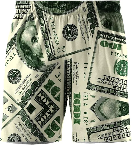 Vista 7 de BUGKHD American Dollar Money Graphic - Pantalones cortos de playa de verano para hombre