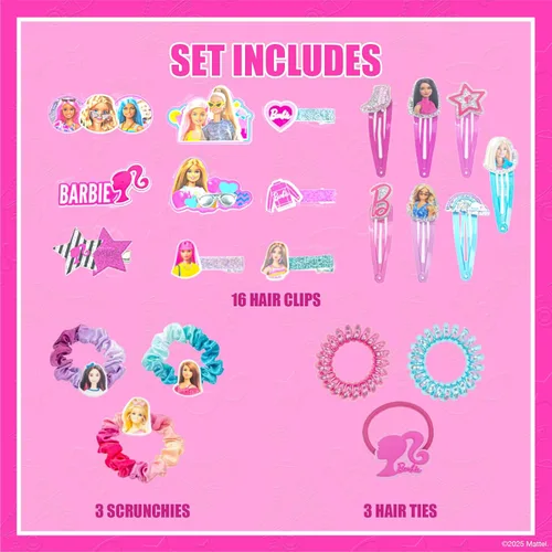 Vista 2 de Barbie - Juego de accesorios para el cabello con pinzas para el cabello, lazos y coleteros